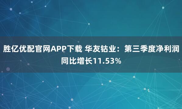 胜亿优配官网APP下载 华友钴业：第三季度净利润同比增长11.53%